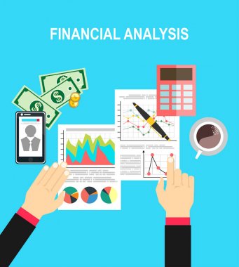 Hesaplama kavramı. İşadamı, muhasebeci. Düz tasarım vektör çizim. Finansal hesaplamalar, istatistikler, veri analizi, planlama, rapor.