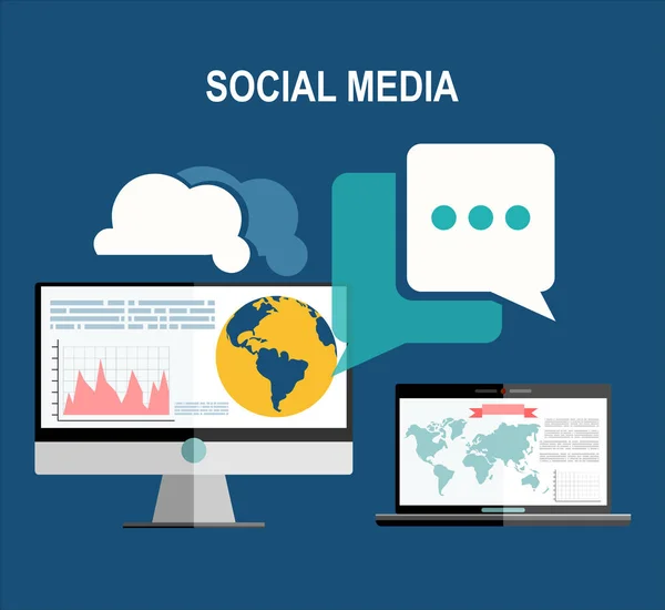Vektor Illustration Begrepp För Online Kommunikation Och Sociala Medier Begrepp — Stock vektor