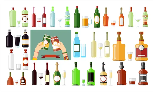 Set Diferentes Bebidas Cócteles Ilustración Vectorial — Vector de stock