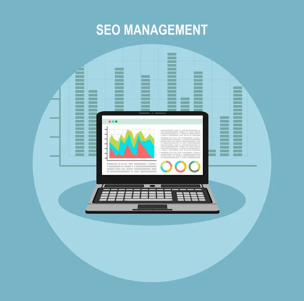 Seo Management Website Search Optimization Flat Design Vector Illustration — Stock Vector
