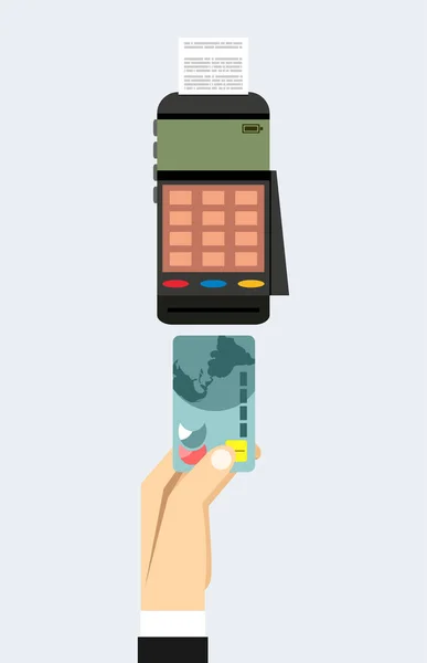 Illustration Paiement Mobile Sans Fil Par Carte Crédit — Image vectorielle