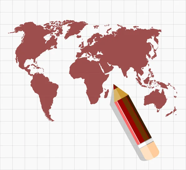 世界地図ベクター イラスト 鉛筆でのスケッチ — ストックベクタ