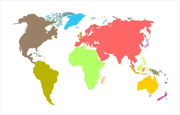 Cor Mapa Mundo Ilustração Vetor — Vetor de Stock