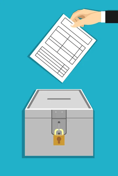 ベクトル イラスト概念を投票 投票用紙を投票箱に入れて手 — ストックベクタ