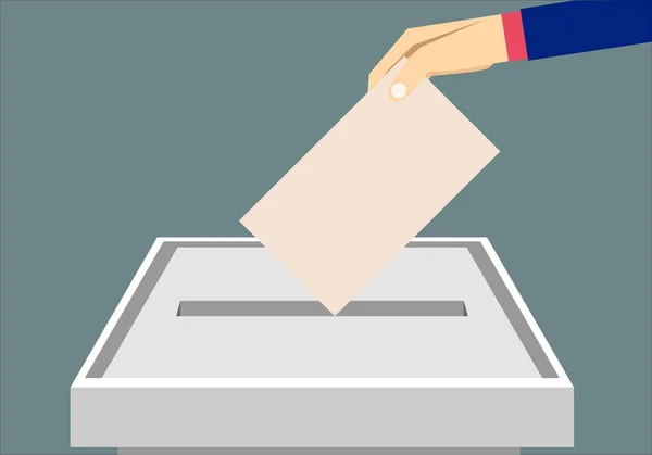 Vektor Illustration Wahlkonzept Hand Legt Stimmzettel Die Wahlurne — Stockvektor