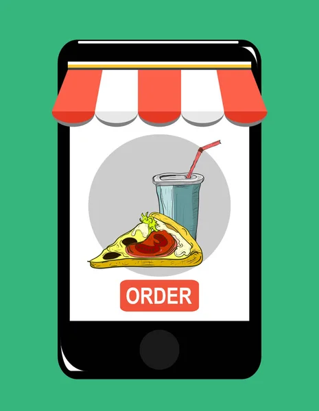 Pantalla Smartphone Ordene Concepto Comida Rápida Ilustración Vectorial Plana — Vector de stock