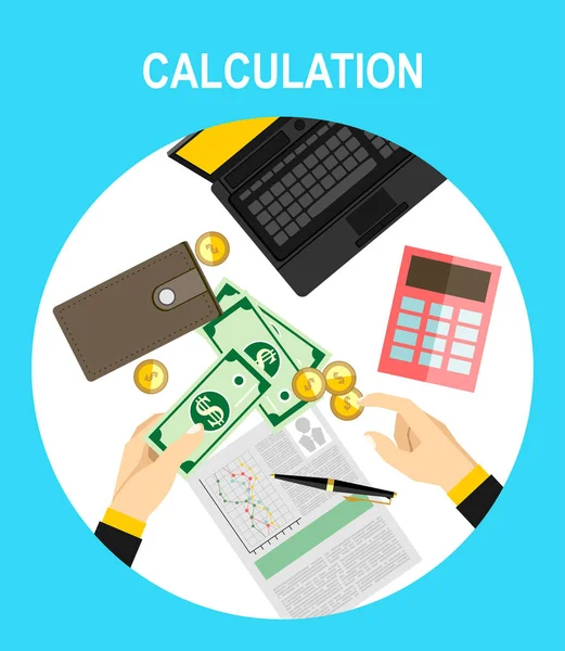计算概念 商人会计师平面设计 矢量插图 财务计算 数据分析 — 图库矢量图片
