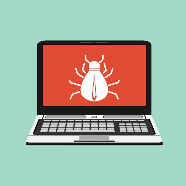 Icona Del Segno Del Virus Del Computer Portatile Simbolo Bug — Vettoriale Stock