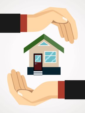 House, vektör çizim holding eller 