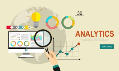 Analytics bilgi ve geliştirme web sitesi istatistik. Kavramlar için web afiş, baskılı ve promosyon malzemeleri