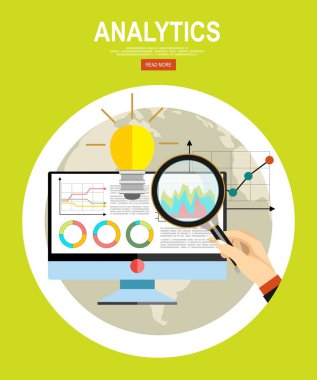 Analytics bilgi ve geliştirme web sitesi istatistik. Kavramlar için web afiş, baskılı ve promosyon malzemeleri