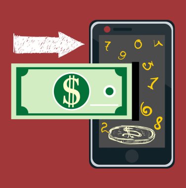 Vektör para ve akıllı telefon simgesi. Modern düz tasarım