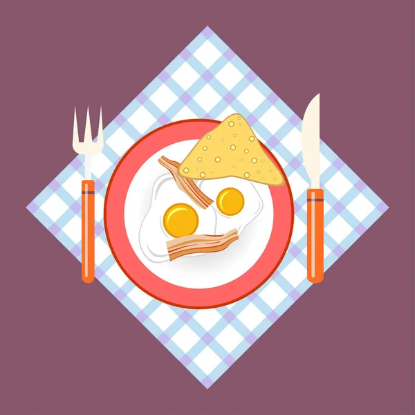 Śniadanie Jajka Bekonie Toast Ilustracji Wektorowych — Wektor stockowy