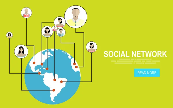 Социальная Сеть Люди Соединяющиеся Всему Миру — стоковый вектор