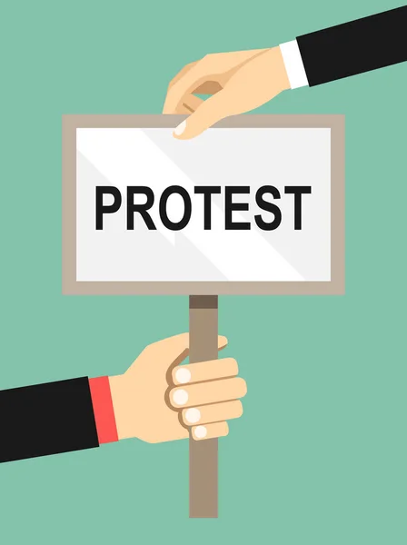 Hand Som Håller Protest Tecken Platt Illustration Protest Demonstration Upplopp — Stock vektor