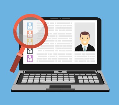 Arama çalışan kavramı. düz tasarlamak vektör.