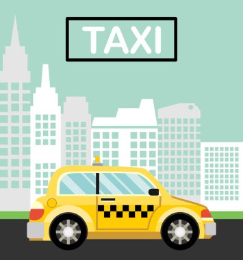 Taksi araba. Düz tarz illüstrasyon