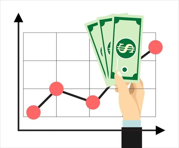 Increasing profit concept with hand holding dollars