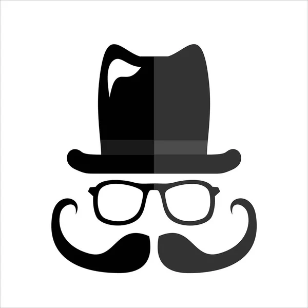 帽子メガネ 髭アイコン ベクトル図 — ストックベクタ