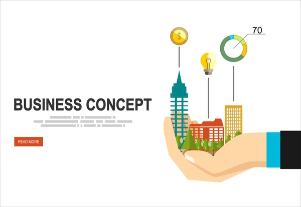 Инфографическая Концепция Бизнеса Business Man Hand Holding City Success Concept — стоковый вектор