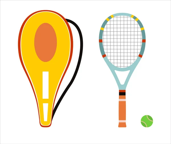 Raqueta Tenis Pelota Tenis Equipo Deportivo Cubierta Raqueta — Vector de stock