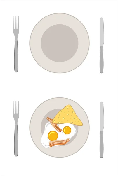 Huevos Tostadas Tocino Ilustración Vectorial — Vector de stock