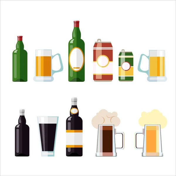 Conjunto Ilustraciones Cerveceras Aisladas Sobre Fondo Blanco — Vector de stock