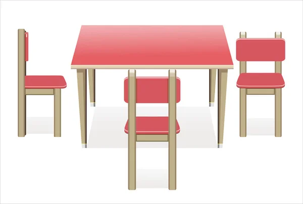Table Moderne Avec Chaises Sur Fond Blanc — Image vectorielle