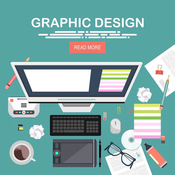 Illustration Graphique Web Design Style Plat — Image vectorielle