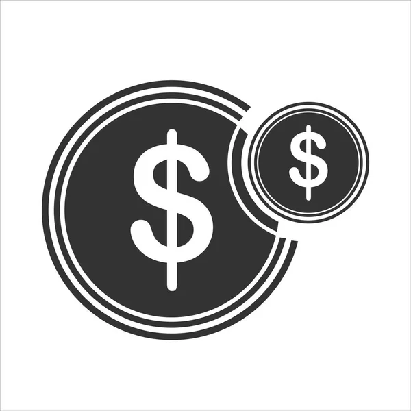 Geld Pictogram Witte Achtergrond Munten Vector Illustratie Vlakke Stijl Pictogrammen — Stockvector