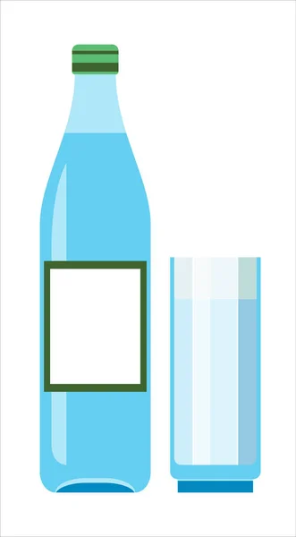 Vaso de agua y botella — Vector de stock