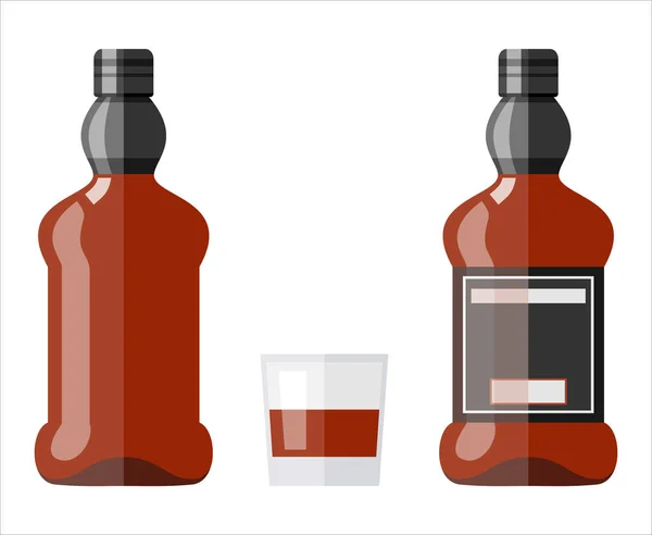 Bouteille de whisky et un verre — Image vectorielle