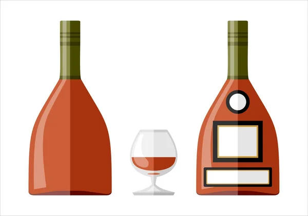 Vector bottle and a glass of Cognac — Stock Vector