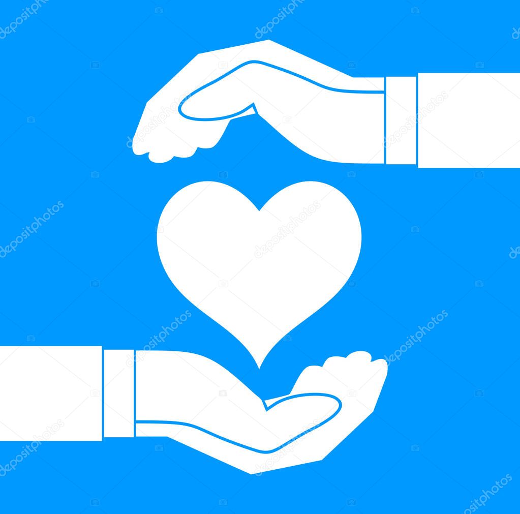 Vector icon - hands holding heart. Flat design style