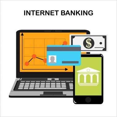İnternet bankacılığı düz tasarım kavramları. Vektör çizim