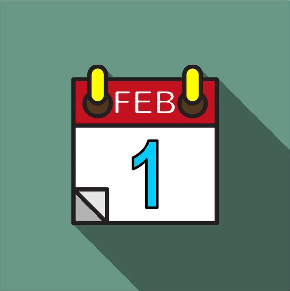 Roter Februar Kalender Vektorillustration — Stockvektor
