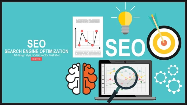 Düz Resimde Web Analytics Tasarımı Seo Optimizasyon — Stok Vektör