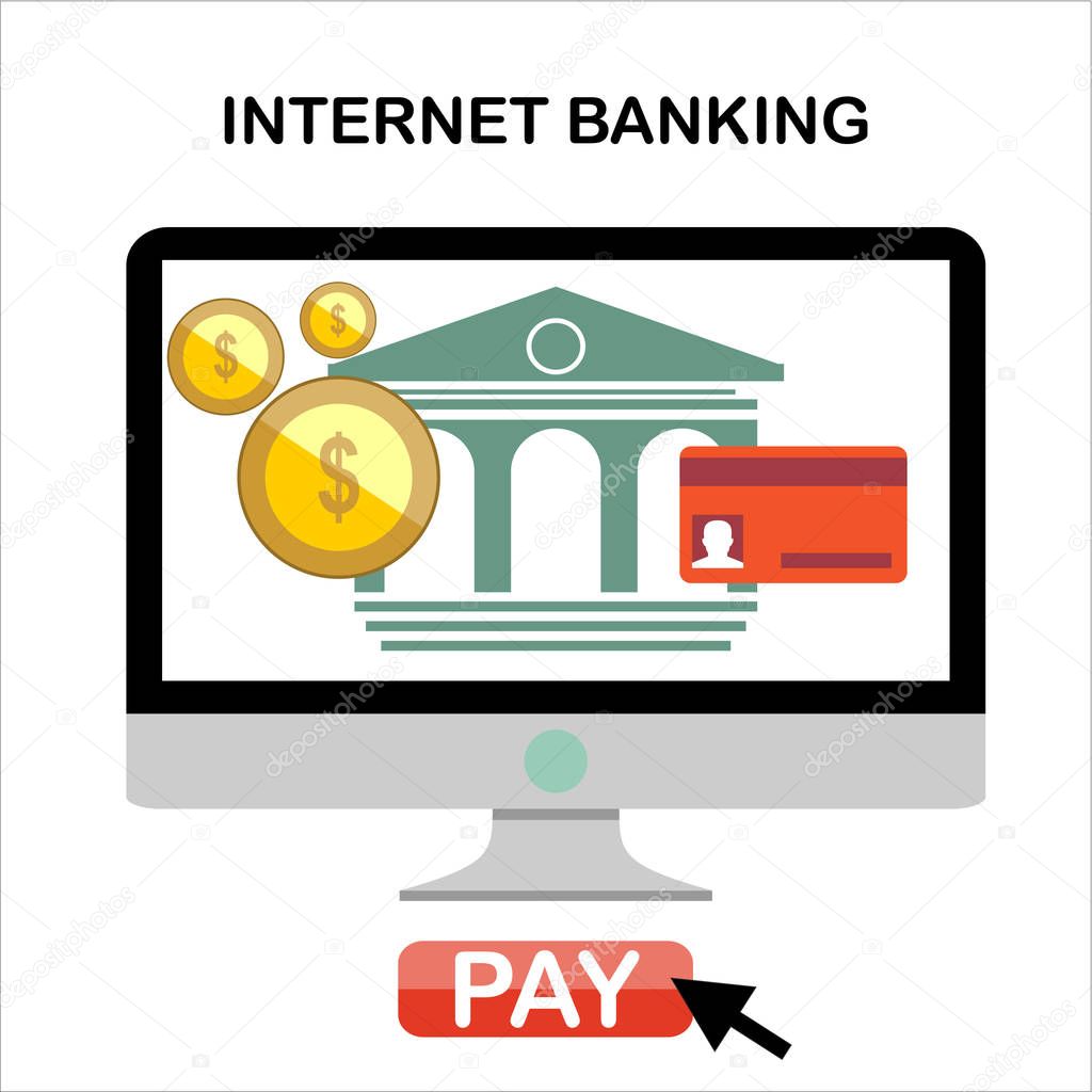 Flat design concepts of internet banking. Vector illustration
