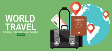 Seyahat ve Turizm arka plan. Vektör çizim