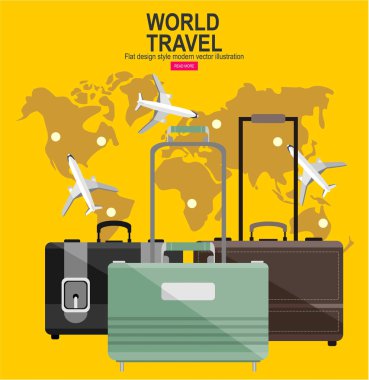 Seyahat ve Turizm arka plan. Vektör çizim