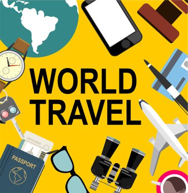 Seyahat ve Turizm arka plan. Vektör çizim 