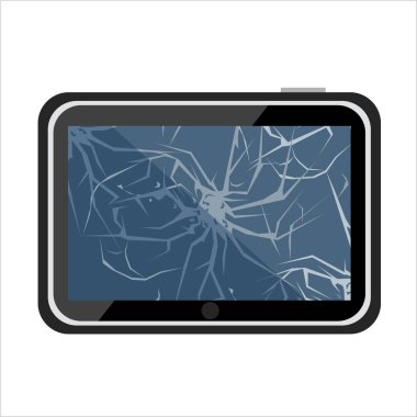 Modern tasarımlı dijital tablet kırık ekran ile.