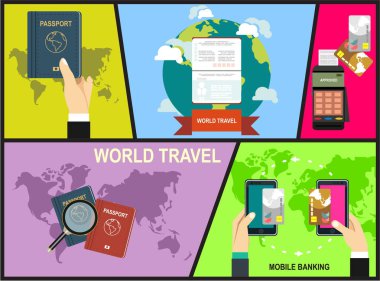 Düz tasarım stili dünya seyahat ve macera anlayışı