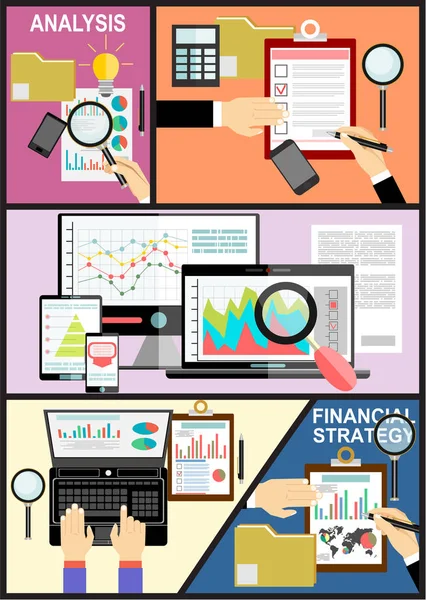 Analizi Planlama Danışmanlık Takım Çalışması Proje Yönetimi Finansal Rapor Strateji — Stok Vektör
