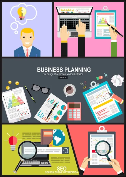 Conceitos Ilustração Design Plano Para Análise Planejamento Negócios Consultoria Trabalho —  Vetores de Stock