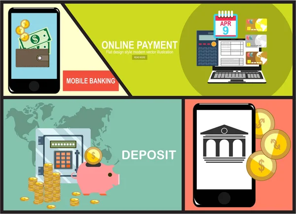 Mobile Banking Konzept Icon Geld Sparen Und Geld Verdienen Deposit — Stockvektor