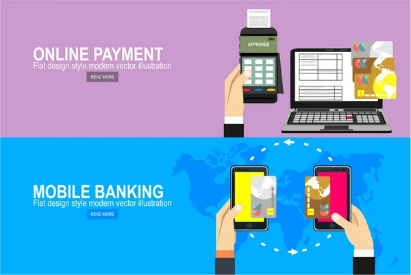 Paiement Ligne Project Management Mobile Paiements Par Carte Crédit Écran — Image vectorielle