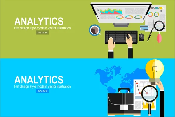 Vektor Moderní Flat Design Analytických Informací Vývoje Webu Statistiky Obchodní — Stockový vektor