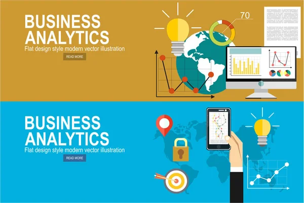 Vector Moderno Diseño Plano Analytics Information Development Website Statistic Business — Vector de stock