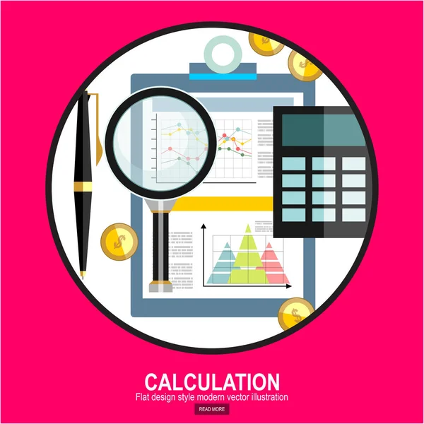 Calculation Concept Businessman Accountant Flat Design Vector Illustration Financial Calculations — Stock Vector